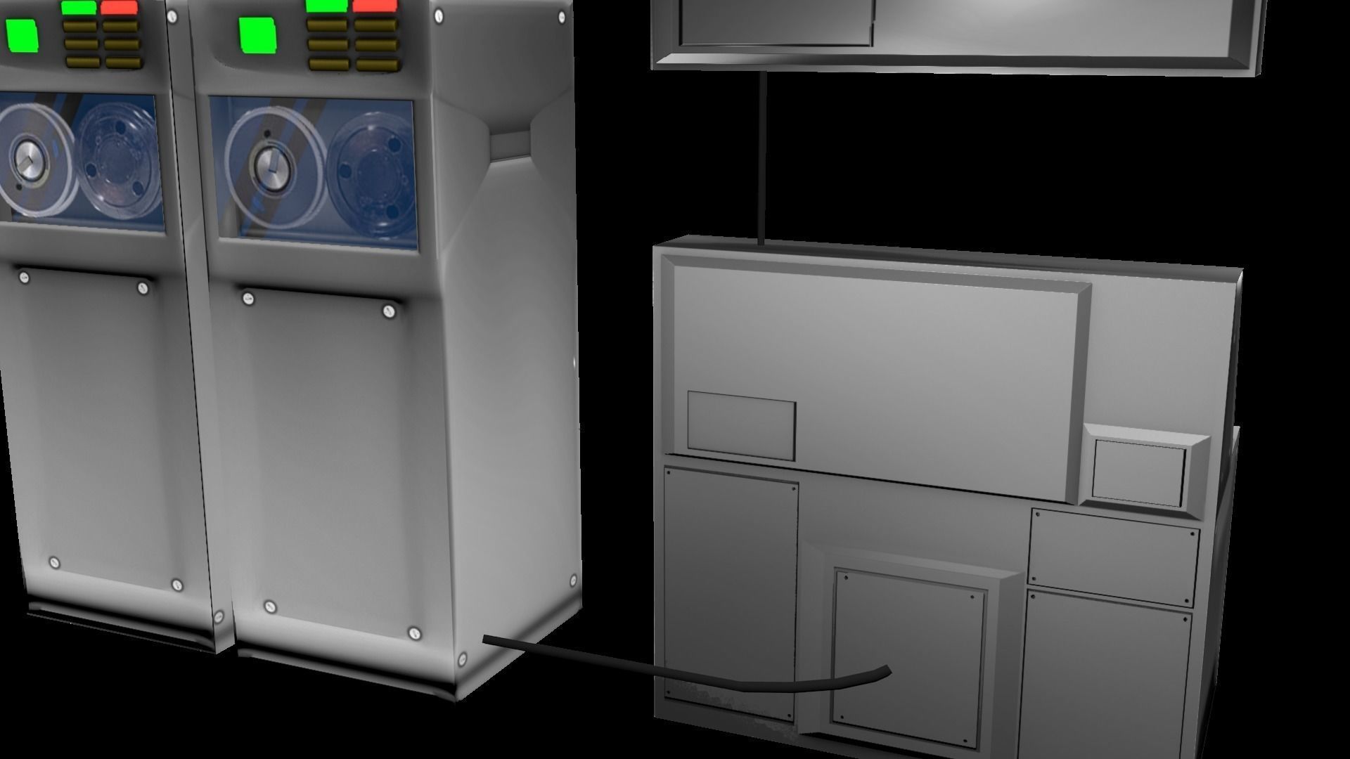 Game-Ready 1950s Mainframe Computer System Low-poly 3D model_8