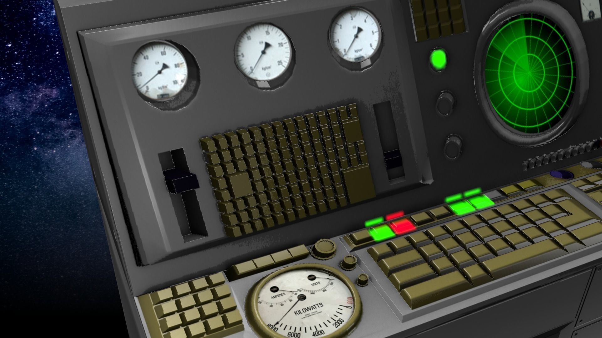 Game-Ready 1950s Mainframe Computer System Low-poly 3D model_3