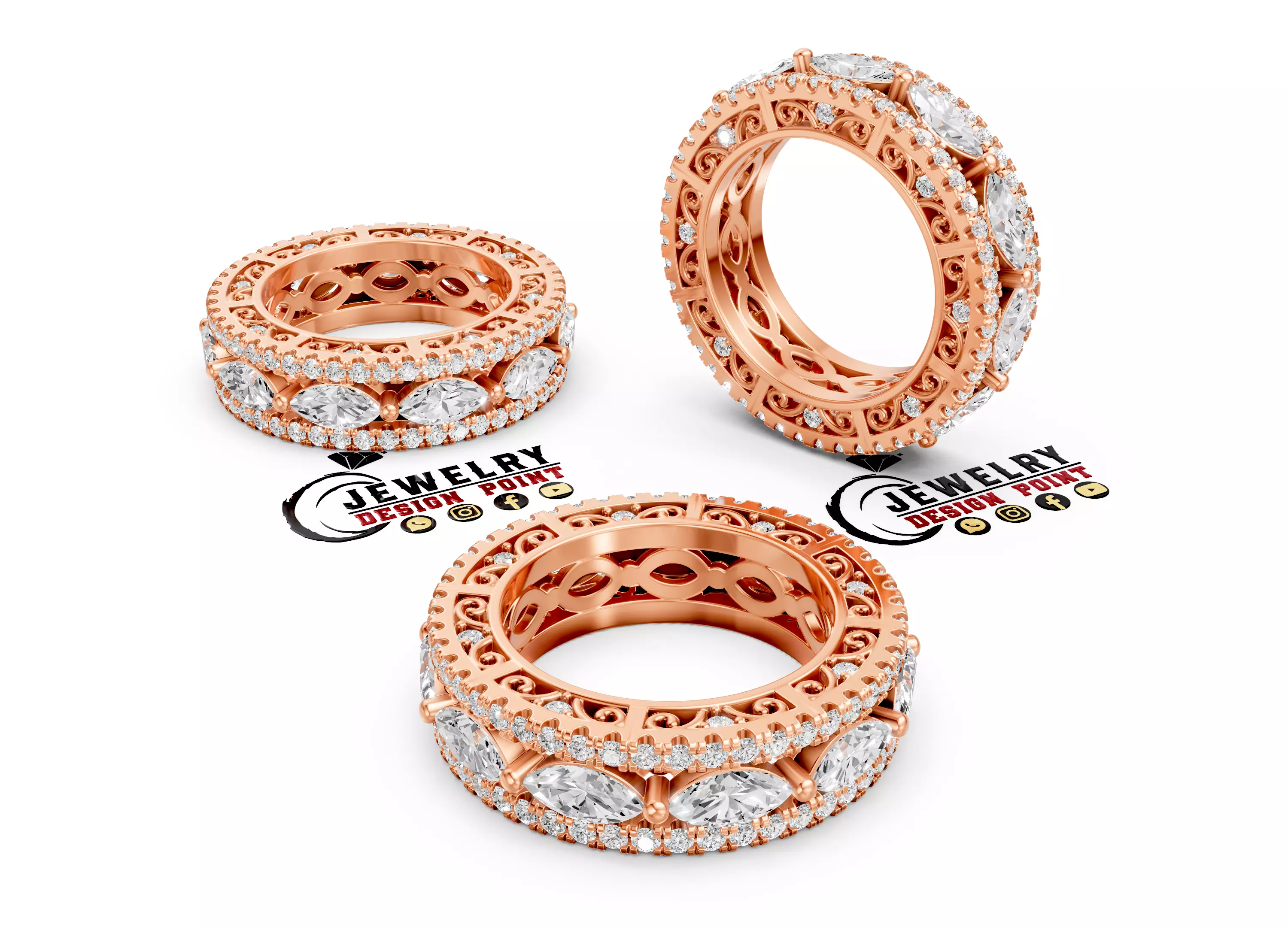 Custom The Dakota Eternity Band - Engagement Band Wedding Band 3D print model
