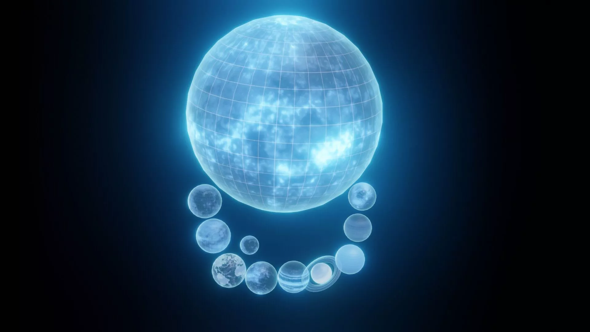 Holographic Solar System Sci-Fi 3D Model Low-poly 3D model