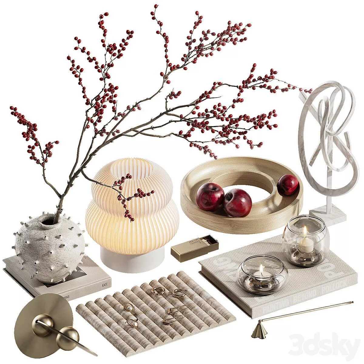 DECORATIVE SET Low-poly 3D model