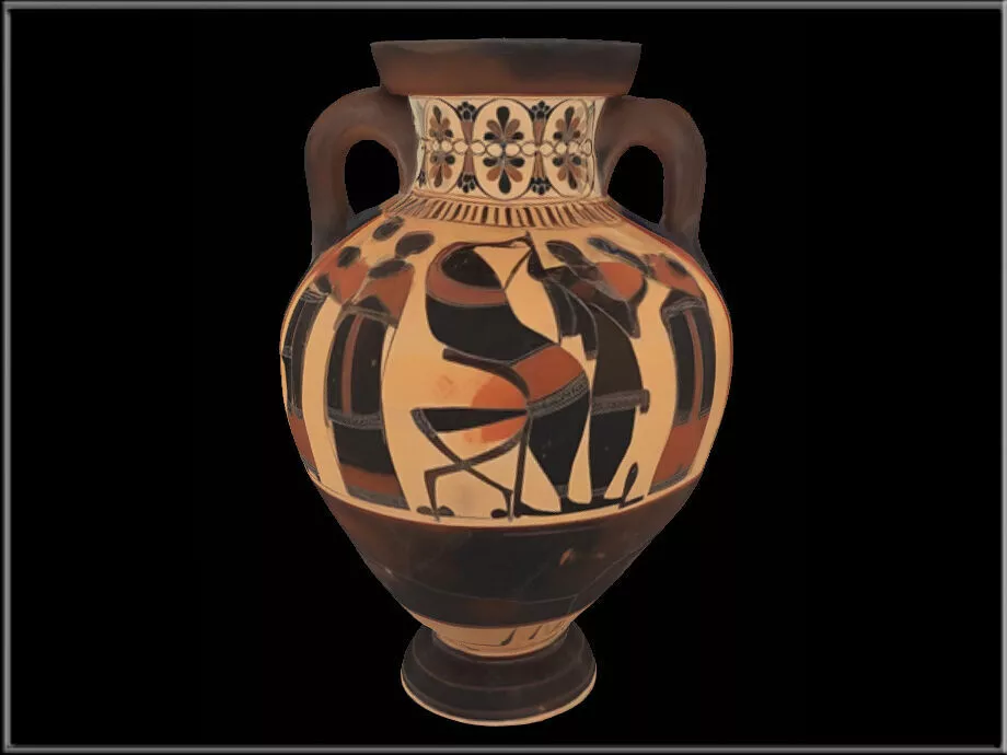 Terracotta neck-amphora of Panathenaic shape Low-poly 3D model