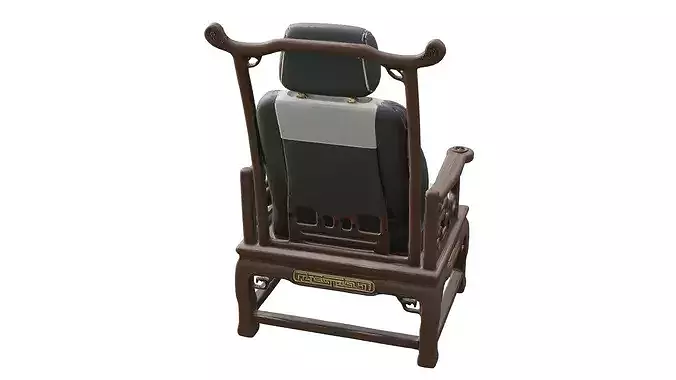 Car seat single decorated in ancient Chinese style  Low-poly 3D model 3