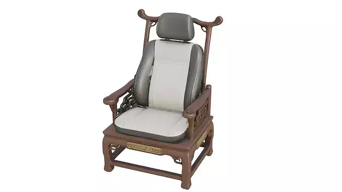 Car seat single decorated in ancient Chinese style  Low-poly 3D model