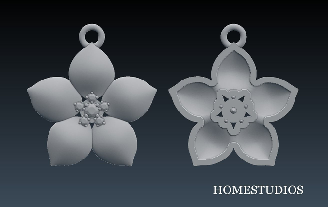 PENDANT Flower With GEMs 3D print model