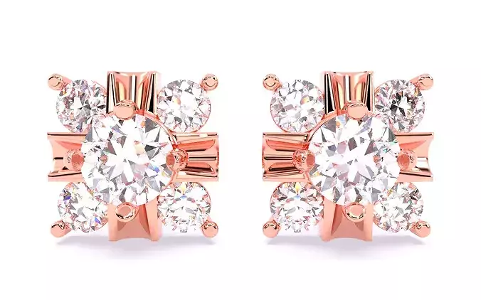 Swiss Solitaire Studs Earrings renders 3d models details 