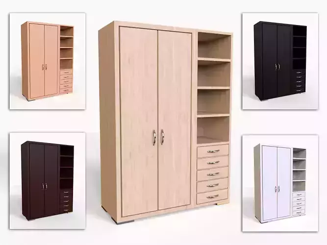 Armoire wardrobe with drawers and shelves 3D model