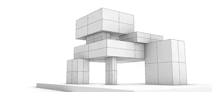 Modular Cubic Monolith Architectural  3D model 6