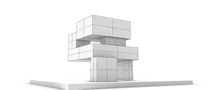 Modular Cubic Monolith Architectural  3D model 5