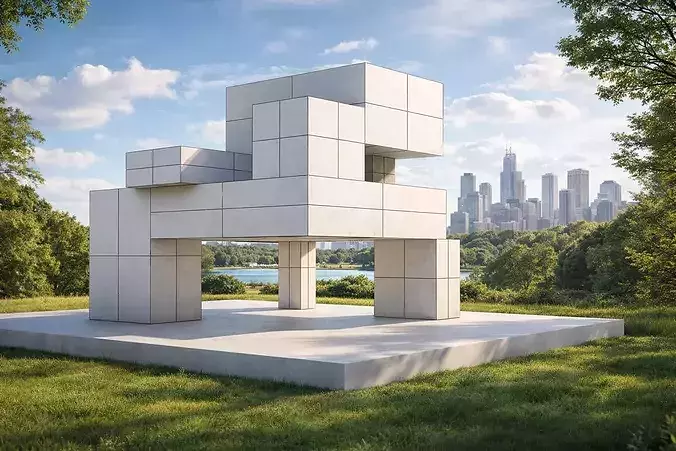 Modular Cubic Monolith Architectural  3D model