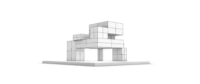Modular Cubic Monolith Architectural  3D model 4
