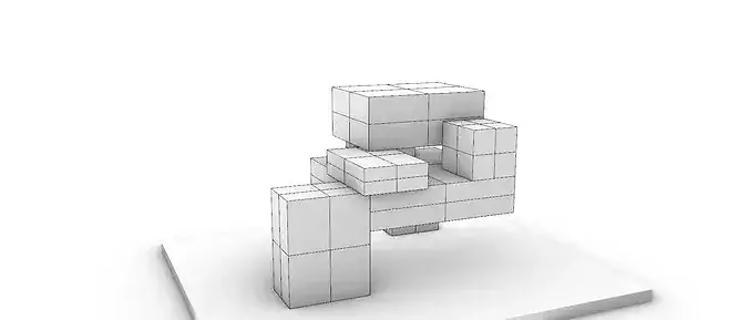 Modular Cubic Monolith Architectural  3D model 2