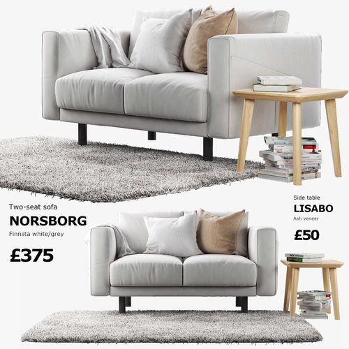 NORSBORG Two-seat sofa with side table and rug Ikea 3D model