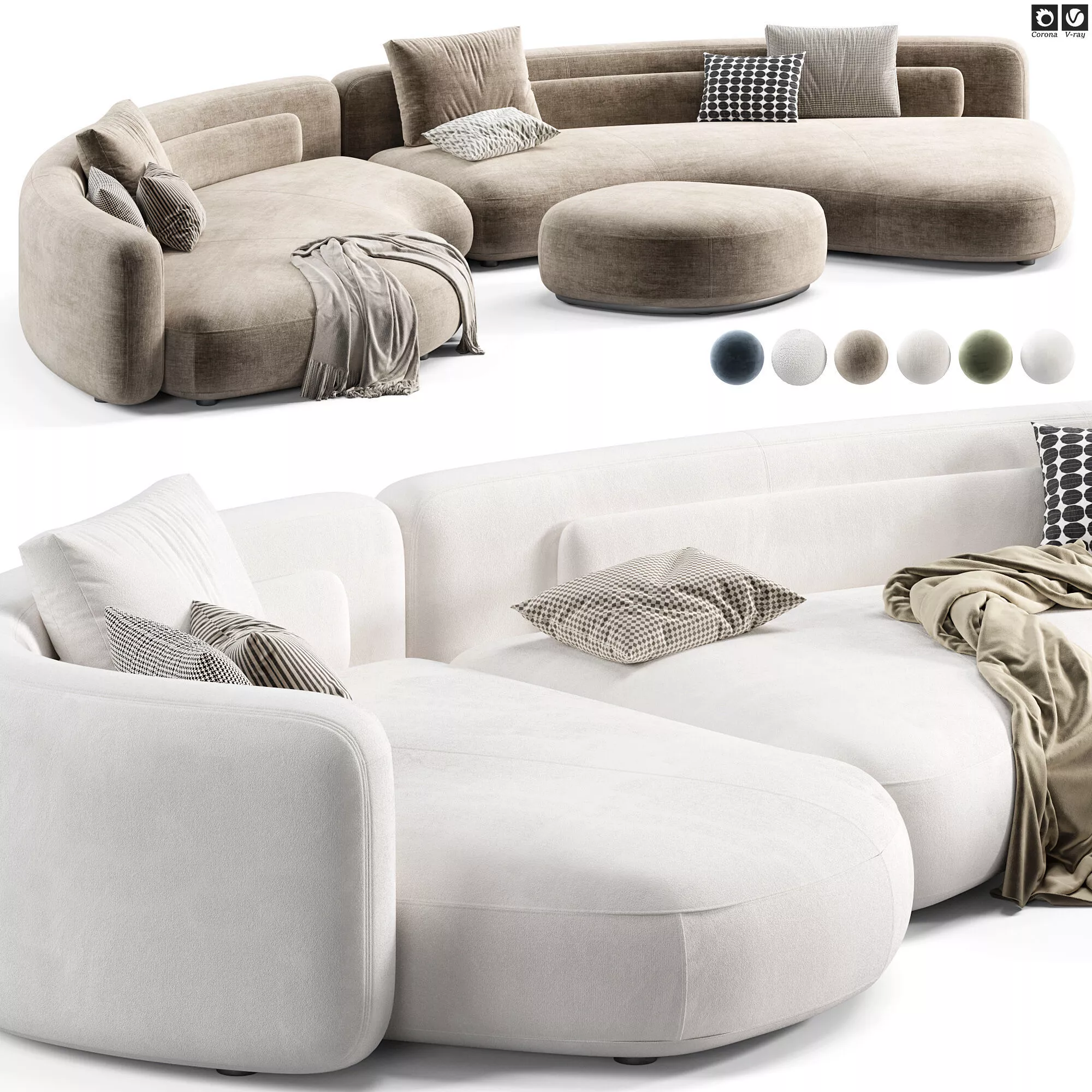 Minotti Bezier Modular Sofa 3D model