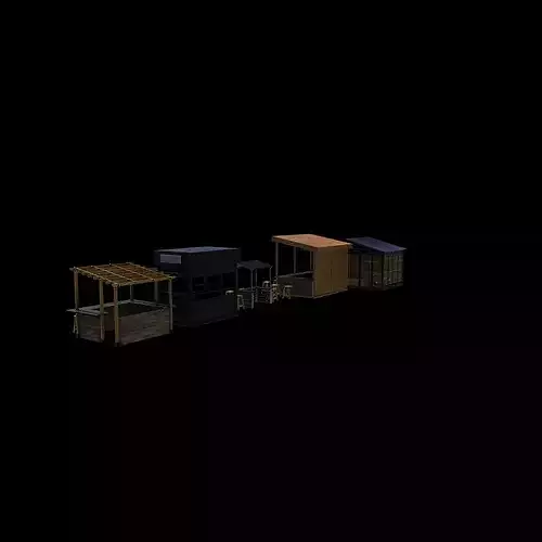 modern kiosk set 3D model 4