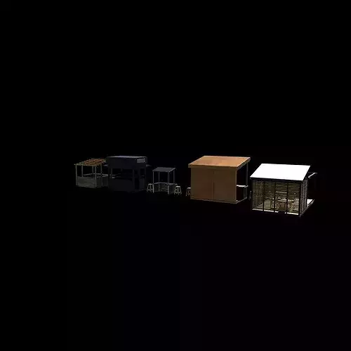 modern kiosk set 3D model 3