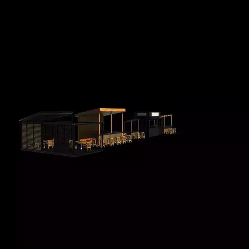 modern kiosk set 3D model 7