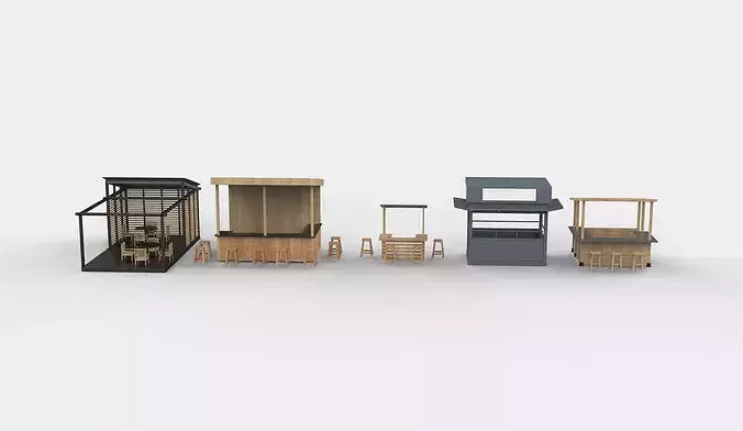 modern kiosk set 3D model