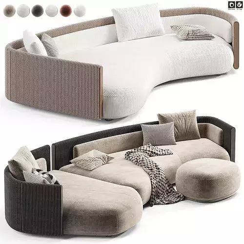 Minotti Bezier Cord Outdoor Sofa 3D model 3
