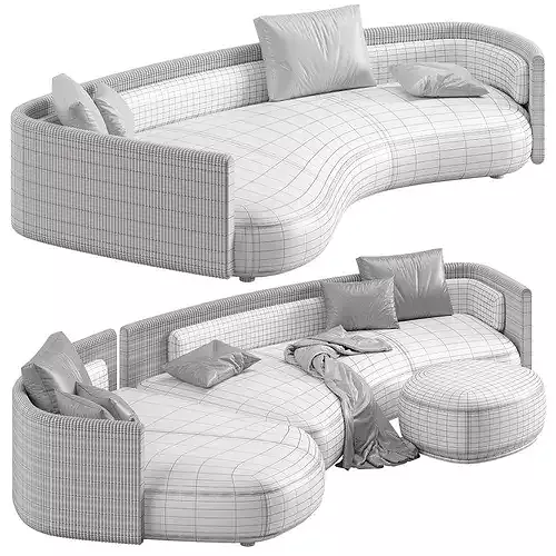 Minotti Bezier Cord Outdoor Sofa 3D model 7