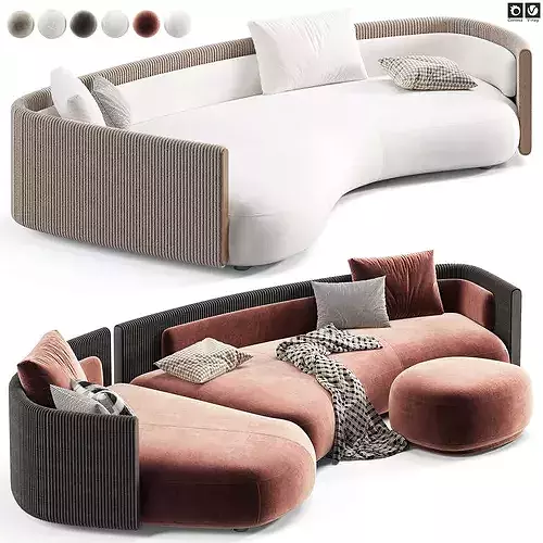 Minotti Bezier Cord Outdoor Sofa 3D model