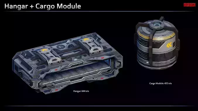 Spaceship Capital Ship Modular Equipment Low-poly 3D model