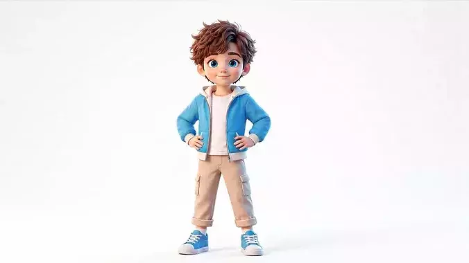 Stylized Cartoon Boy Kid Character 3D Model Rigged and Animated