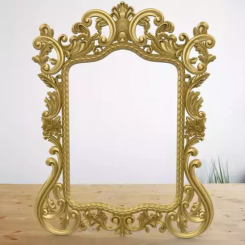  Classic Rococo Mirror Frame 3D Relief Model for CNC STL