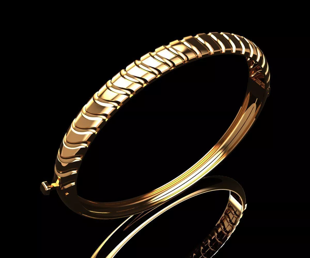 1013 Ribbed Segment Gold Bangle 10gm 3D print model