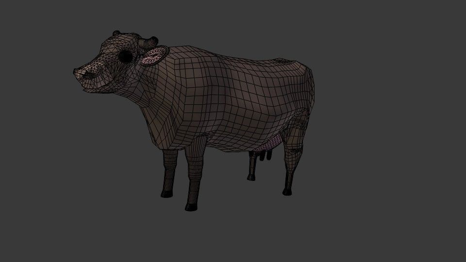 Cow cartoon 3D model_3