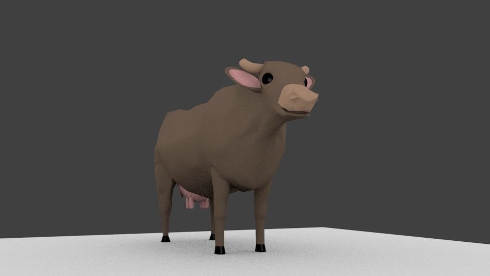 Cow cartoon 3D model_1