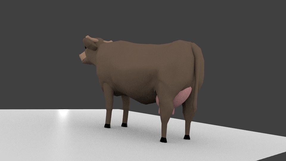 Cow cartoon 3D model_2