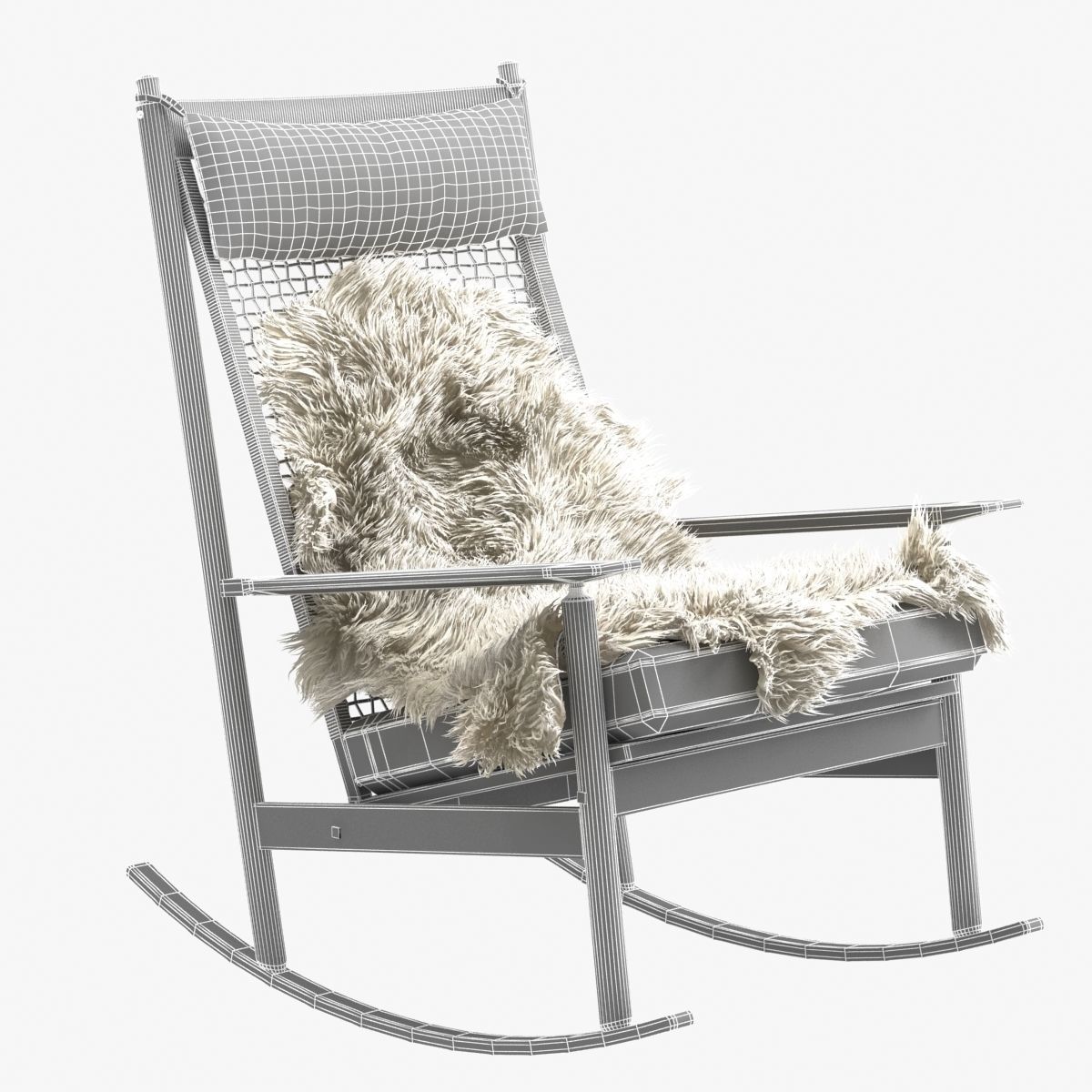 Teak rocking chair by Danish Designer Hans Olsen MODEL 532 A 60s 3D model_1