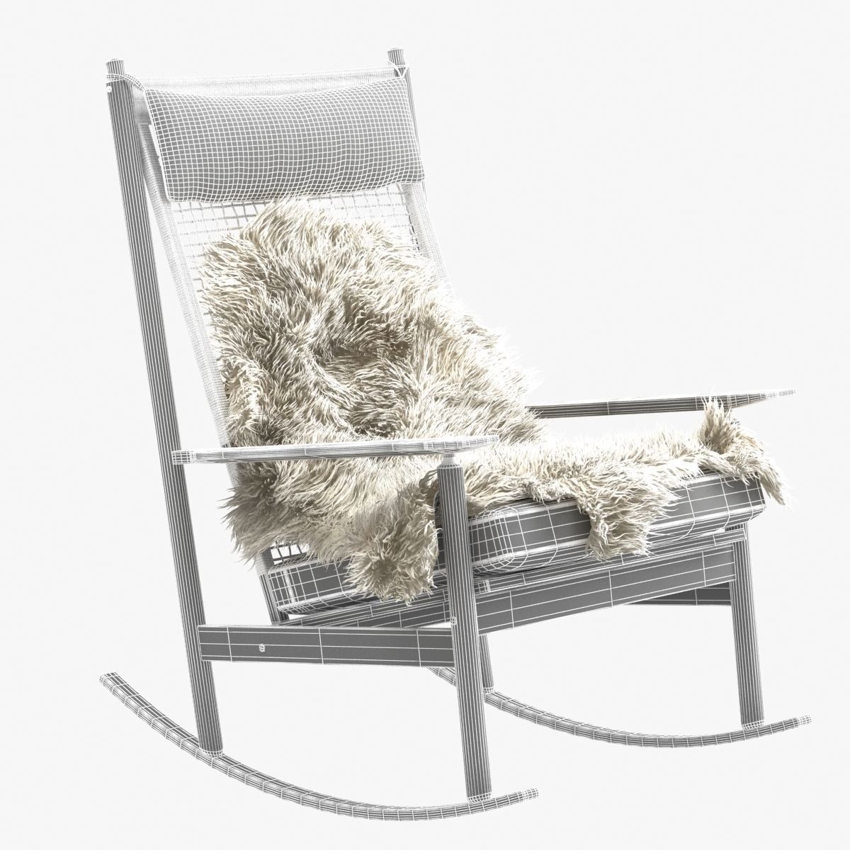 Teak rocking chair by Danish Designer Hans Olsen MODEL 532 A 60s 3D model_2