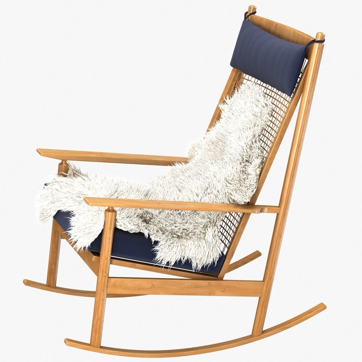 Teak rocking chair by Danish Designer Hans Olsen MODEL 532 A 60s 3D model_5