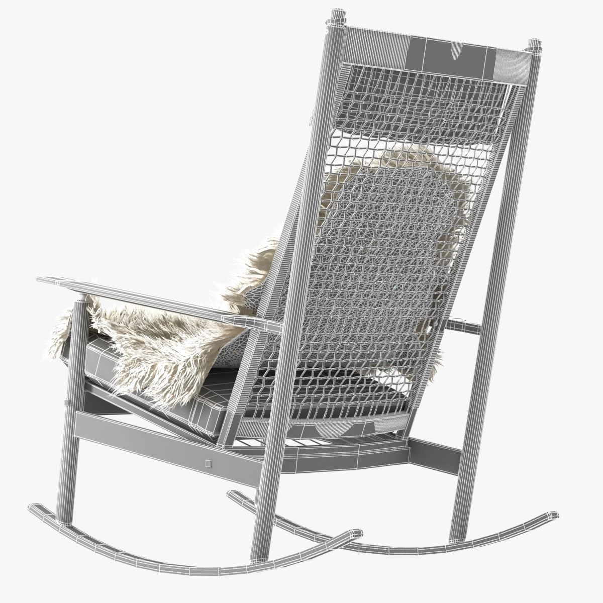 Teak rocking chair by Danish Designer Hans Olsen MODEL 532 A 60s 3D model_9