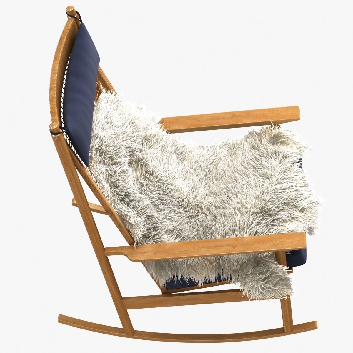 Teak rocking chair by Danish Designer Hans Olsen MODEL 532 A 60s 3D model_3