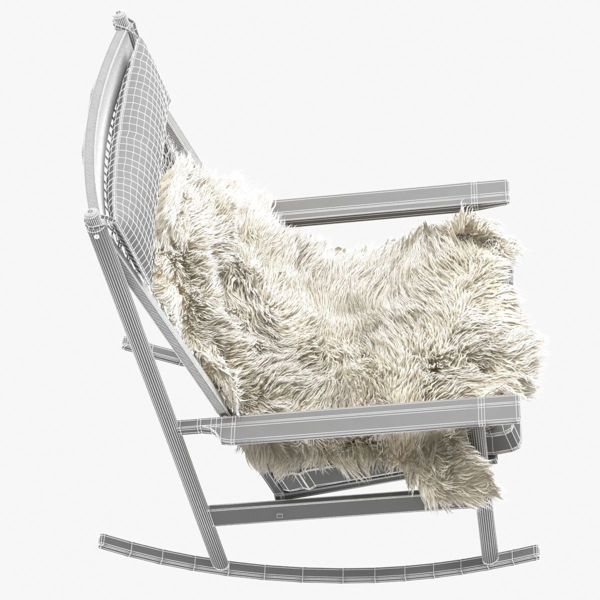 Teak rocking chair by Danish Designer Hans Olsen MODEL 532 A 60s 3D model_4