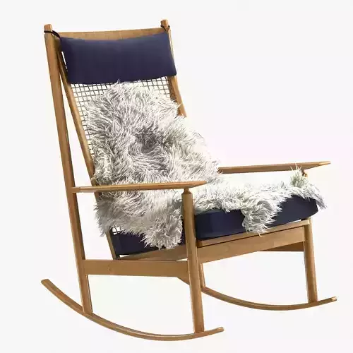 Teak rocking chair by Danish Designer Hans Olsen MODEL 532 A 60s 3D model