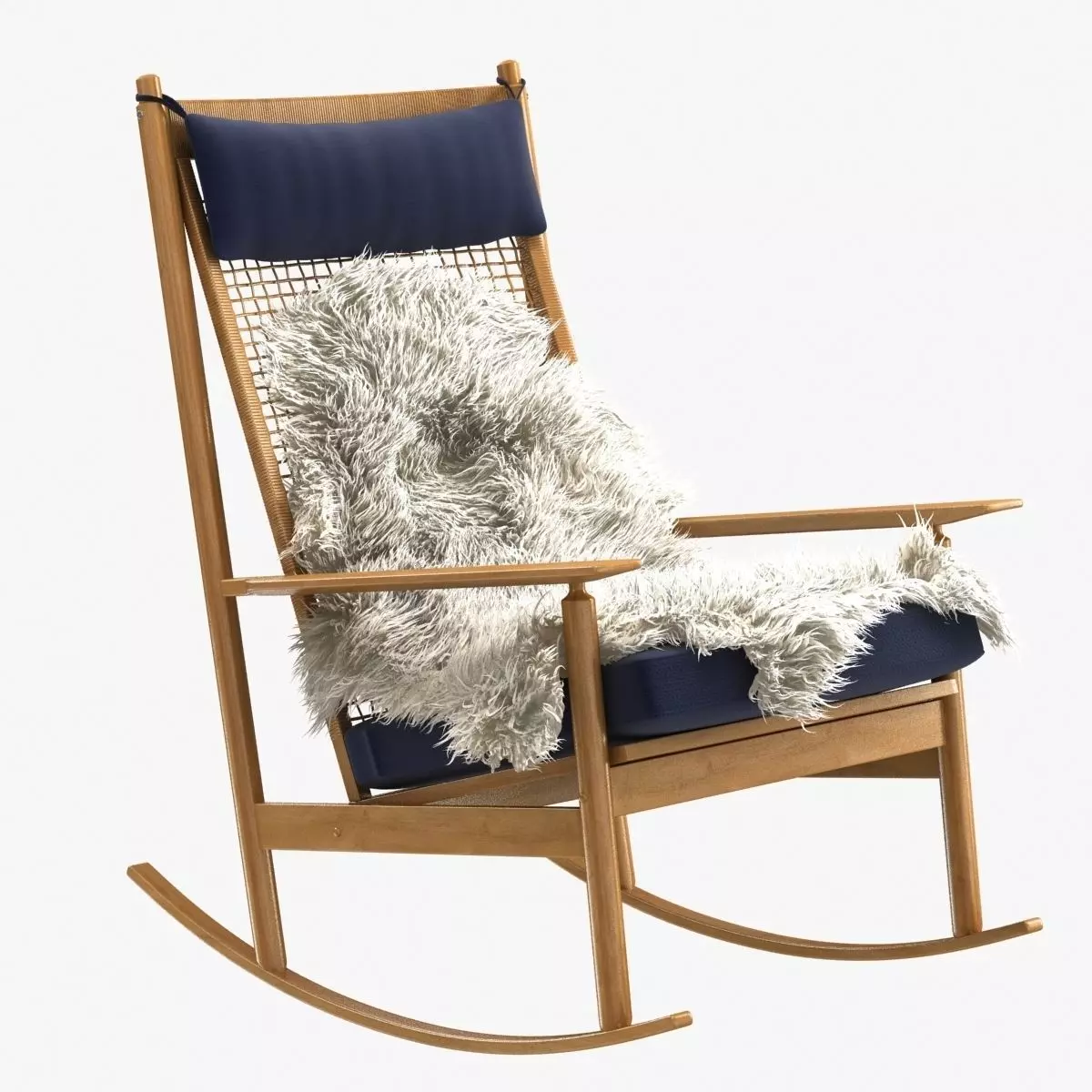 Teak rocking chair by Danish Designer Hans Olsen MODEL 532 A 60s 3D model_0