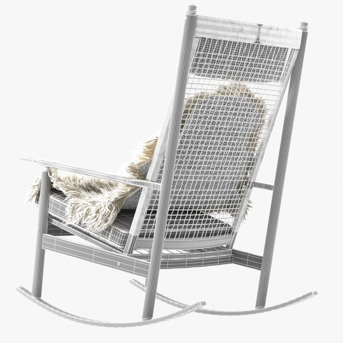 Teak rocking chair by Danish Designer Hans Olsen MODEL 532 A 60s 3D model_8