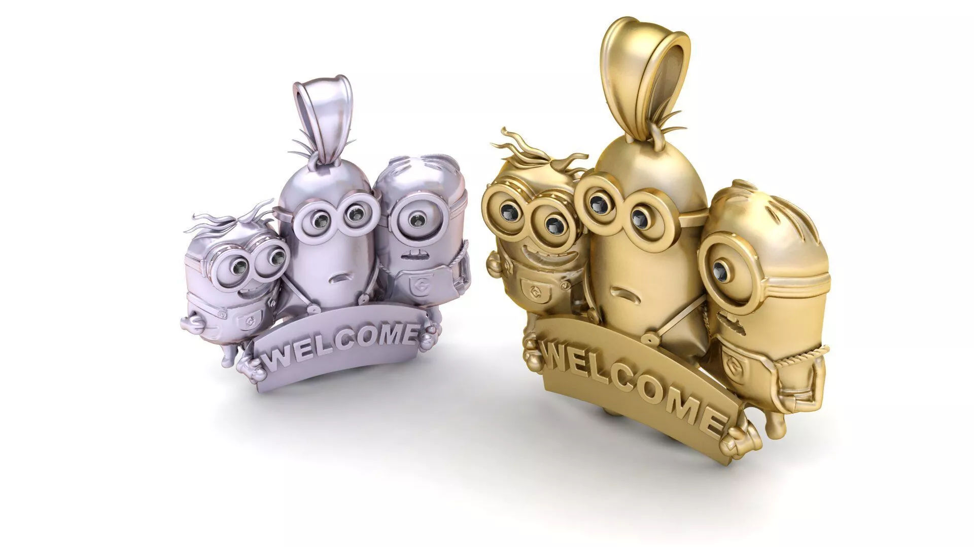 Gold Minion Welcome Pendant 3D print model