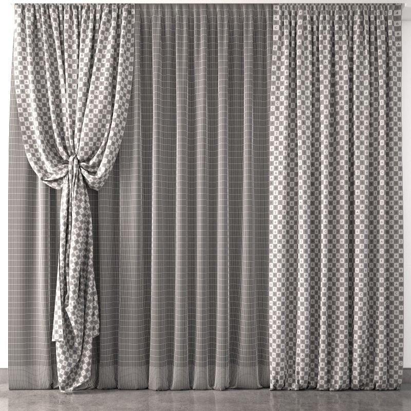 Curtain curtains with window 3D model_1