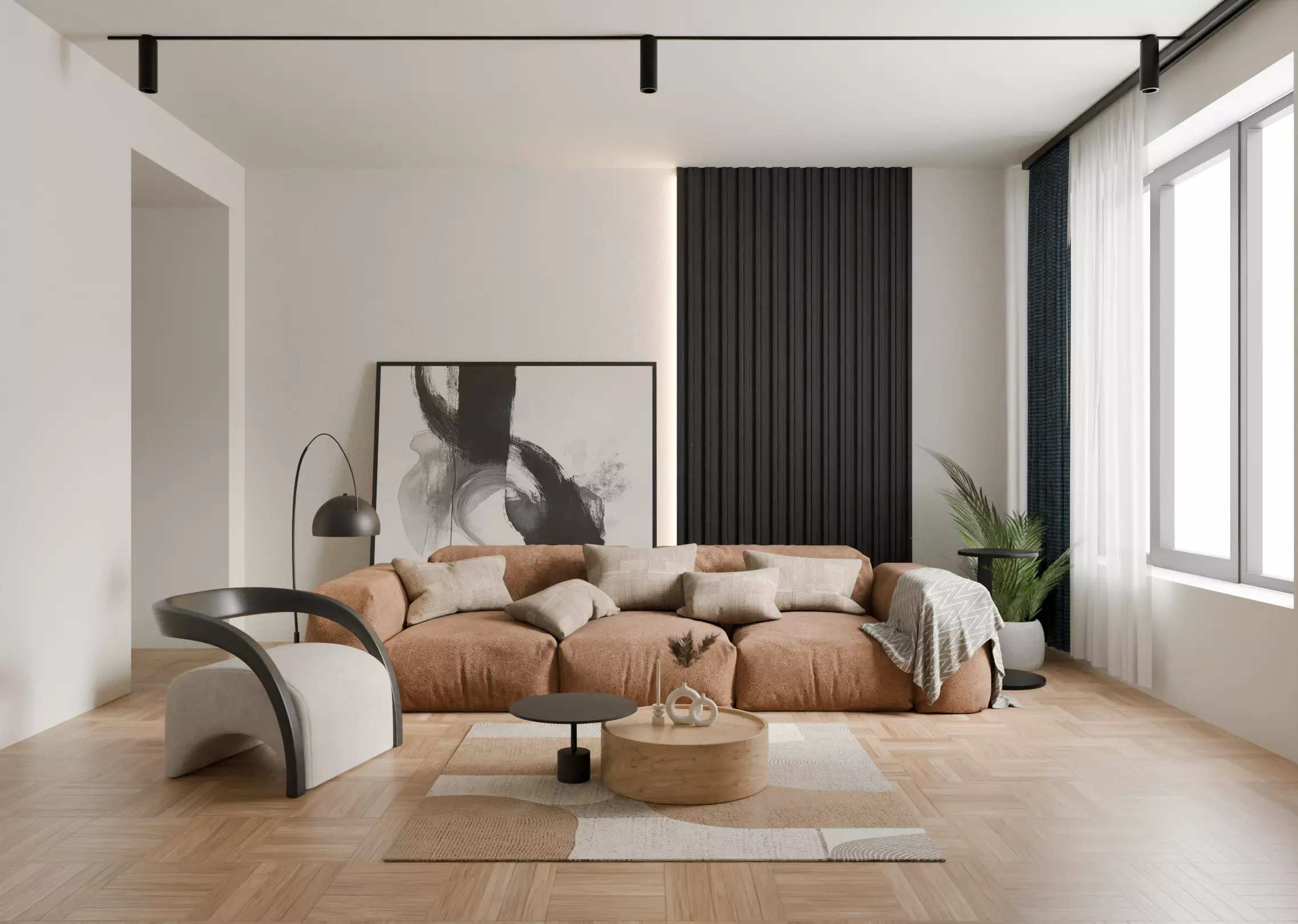 Luxury Minimalist Apartment Living Room 3D Model 3D model