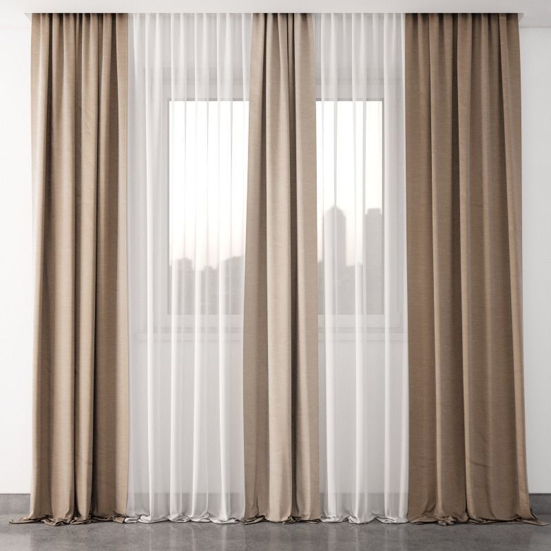 Curtain living room with curtains 3D model_0