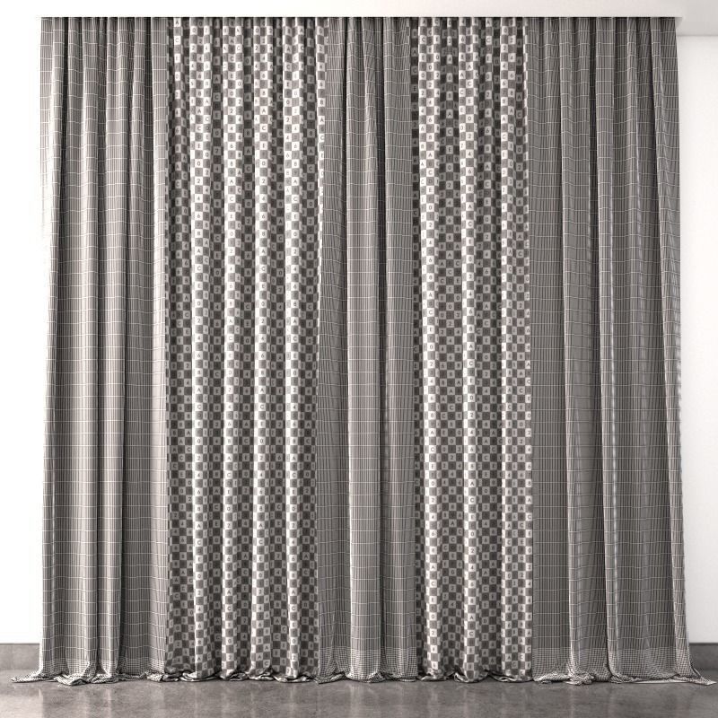 Curtain living room with curtains 3D model_1