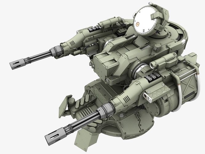 Turret tank with two guns 3D model