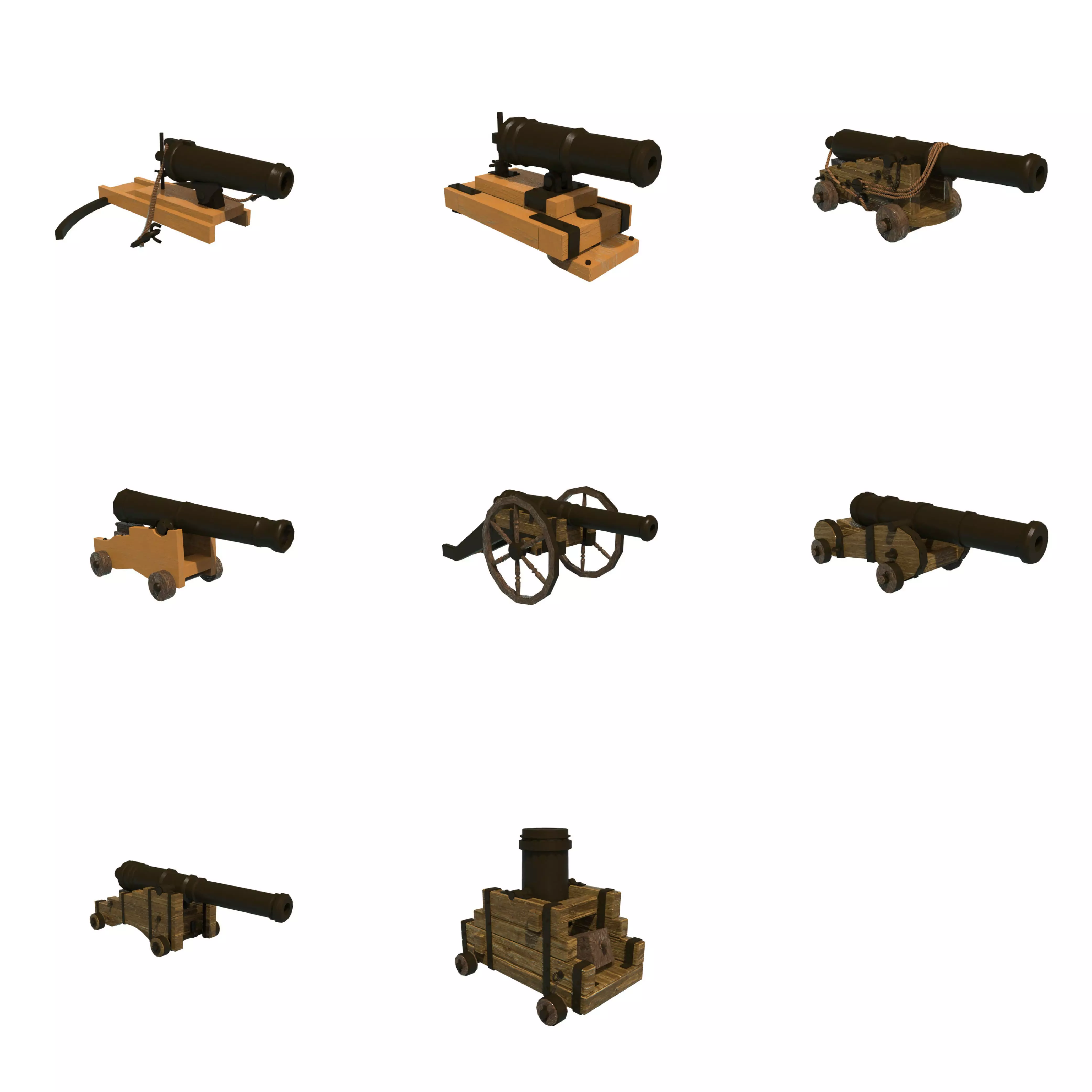 Cannons  Low-poly 3D model_0