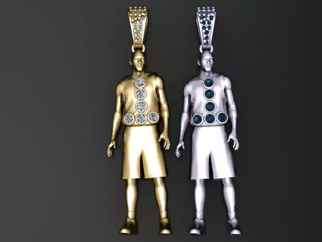 Luxury Iced Basketball Player Pendant Model Gold Silver 3D print model