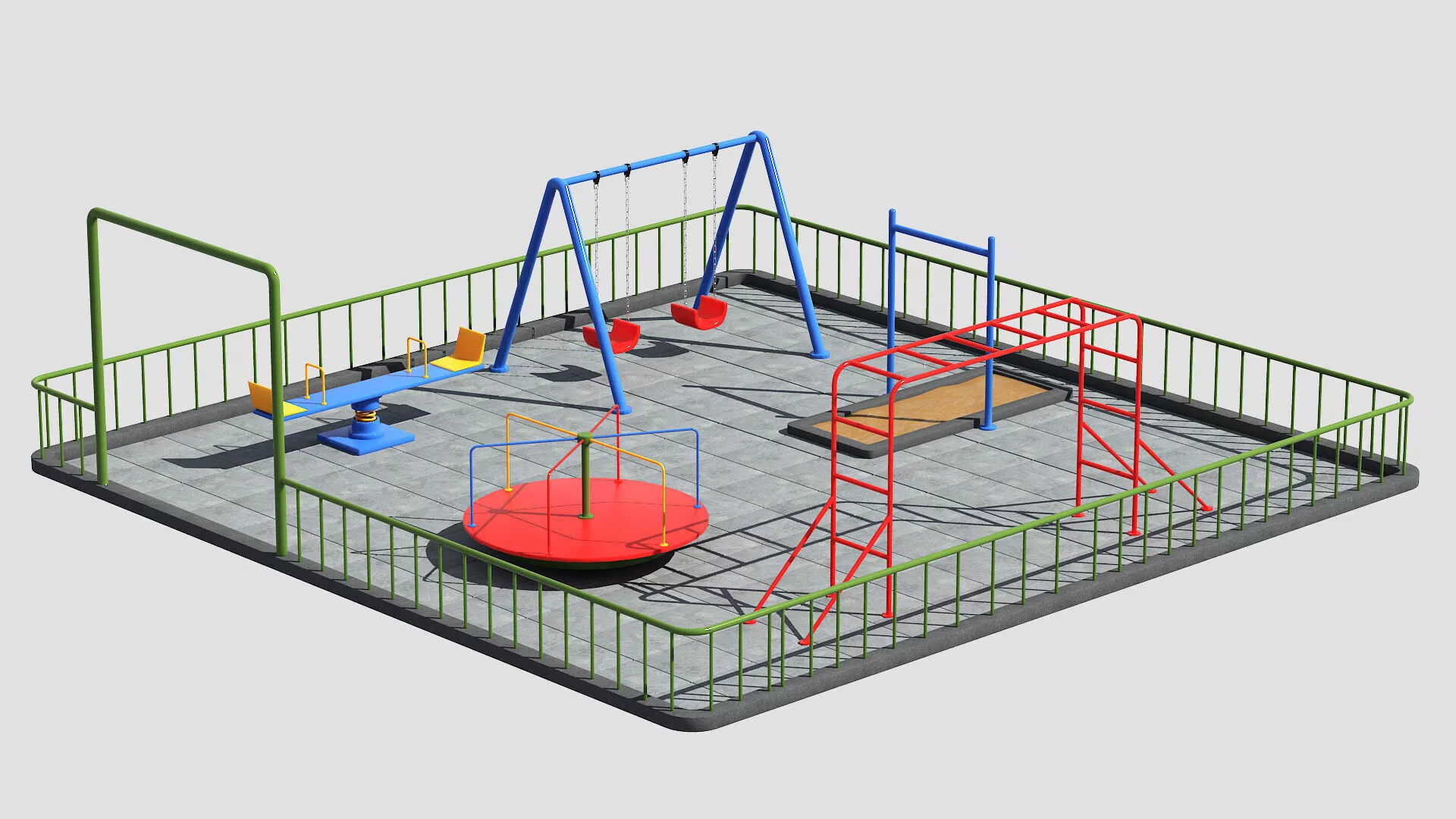 Outdoor Kids Park Equipment Pack Low-poly 3D model